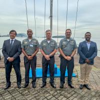 Da esquerda para a direita - Contra-Almirante Nôga, CMG (IM) Esdras, Almirante de Esquadra Arruda, Contra-Almirante Guastini e CF (RM1-IM) Cruz